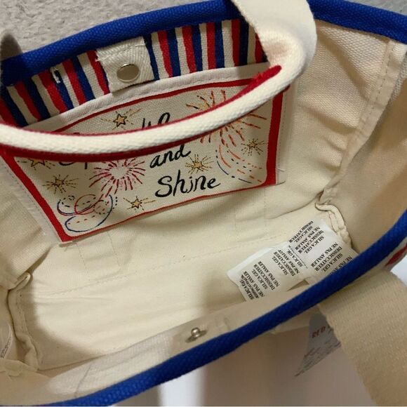NWT Brighton Red White and You Mini Tote Bag Canvas With Hearts and Love Strap - Picture 9 of 12